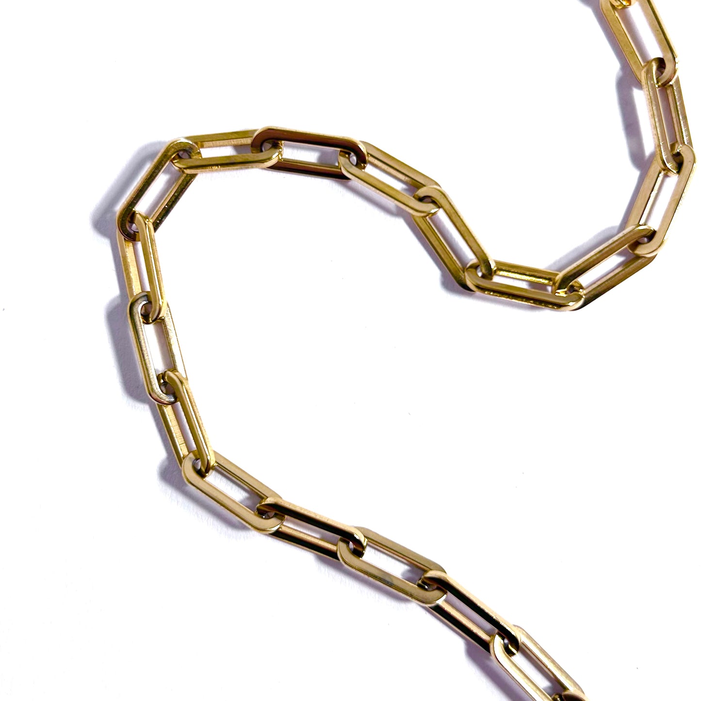Flat Rectangle Link Chain Necklace in Gold