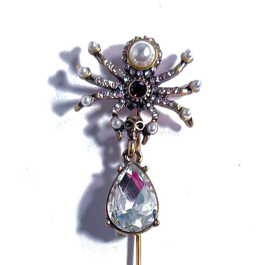 Spider, Pearl & Teardrop Brooch Pin